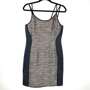 Greylin Micah Tweed Ponti Bodycon Dress Black L